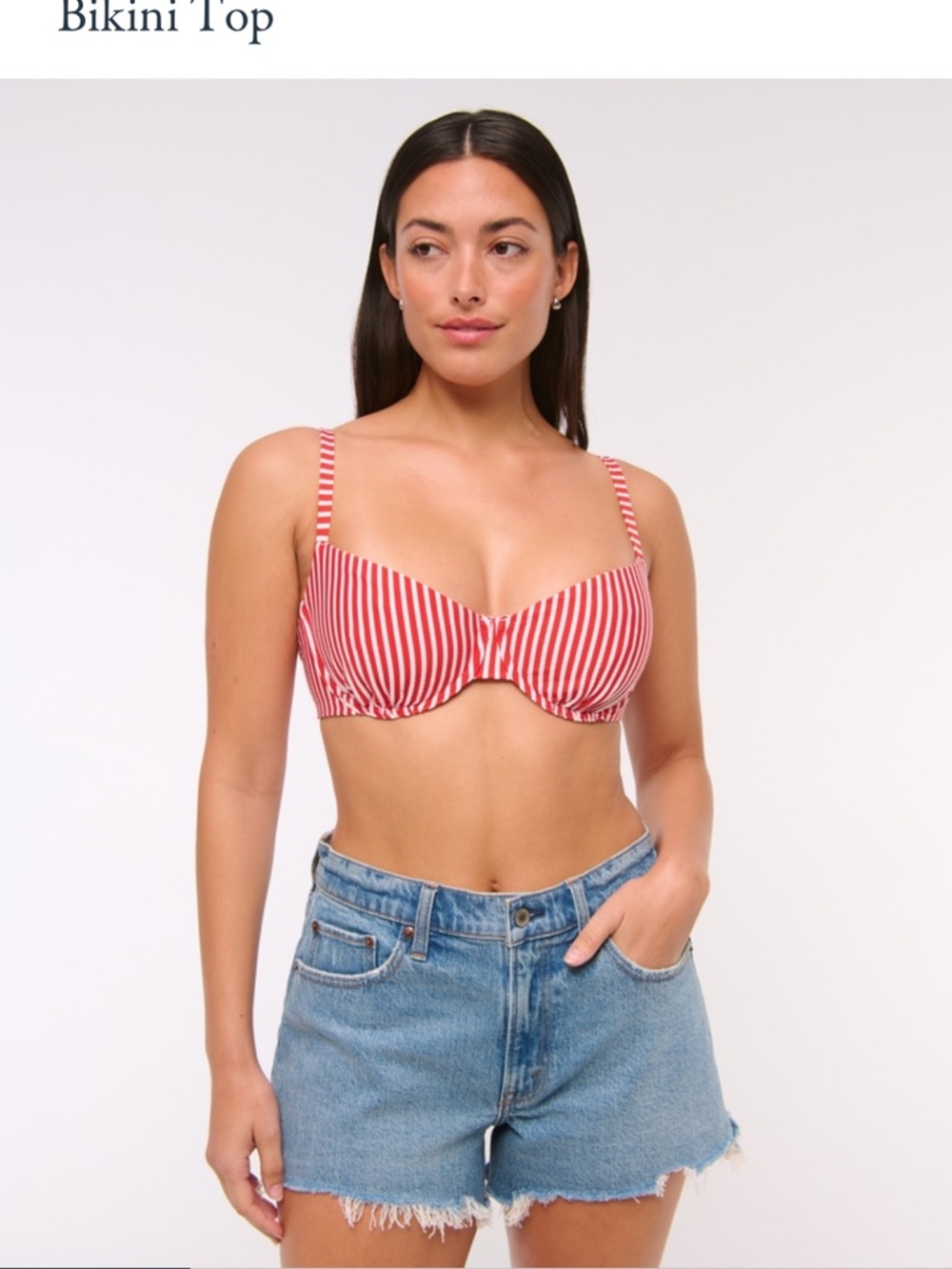 Abercrombie and Fitch Bikini top Curve Love Red and White Striped Bikini Top - Picture 2 of 11